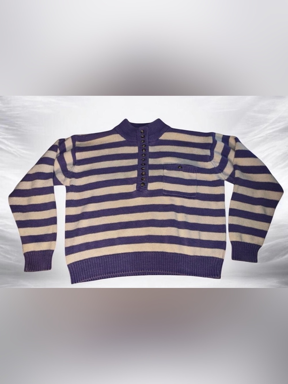 Vintage 80s 90s Knit Sweater Boxy Purple Retro Prep